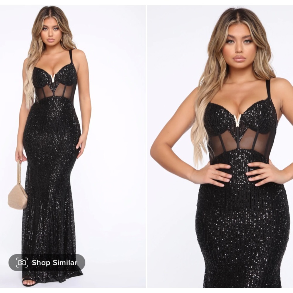Fashionnova Black Maxi Sequin Dress